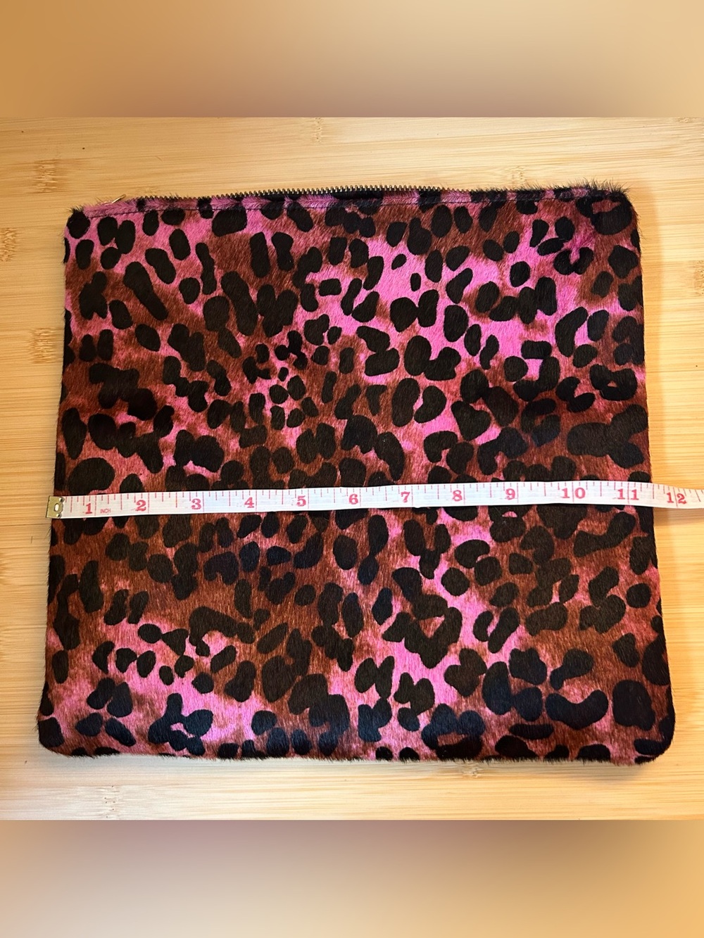 Trina Turk Pony Hair Pink Leopard Animal Print Envelope Clutch Handbag SEE PICS - Picture 9 of 10